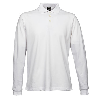 White - Front - Tee Jays Mens Luxury Stretch Long Sleeve Polo Shirt