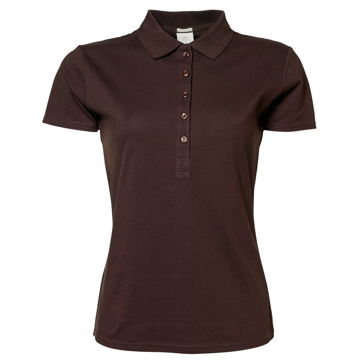 Chocolate - Front - Tee Jays Womens-Ladies Luxury Stretch Short Sleeve Polo Shirt