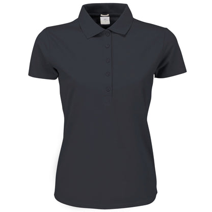 Dark Grey - Front - Tee Jays Womens-Ladies Luxury Stretch Short Sleeve Polo Shirt