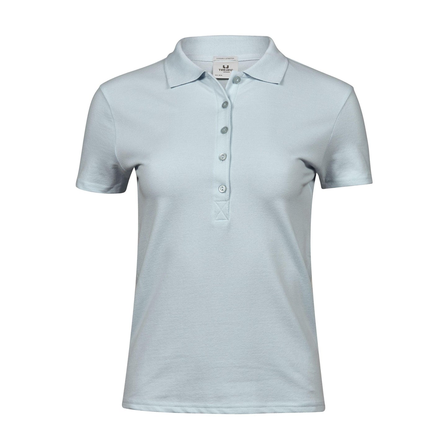 Ice Blue - Front - Tee Jays Womens-Ladies Luxury Stretch Short Sleeve Polo Shirt