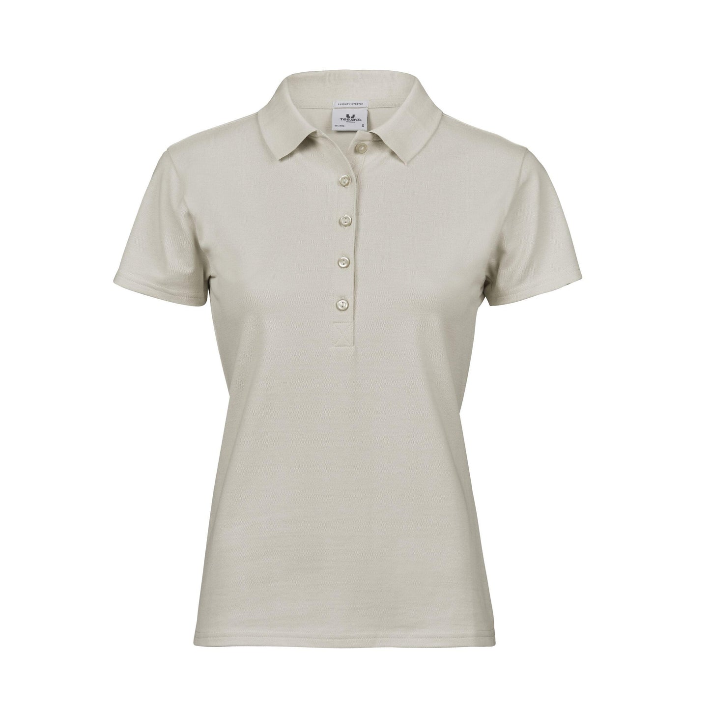 Cement - Front - Tee Jays Womens-Ladies Luxury Stretch Short Sleeve Polo Shirt
