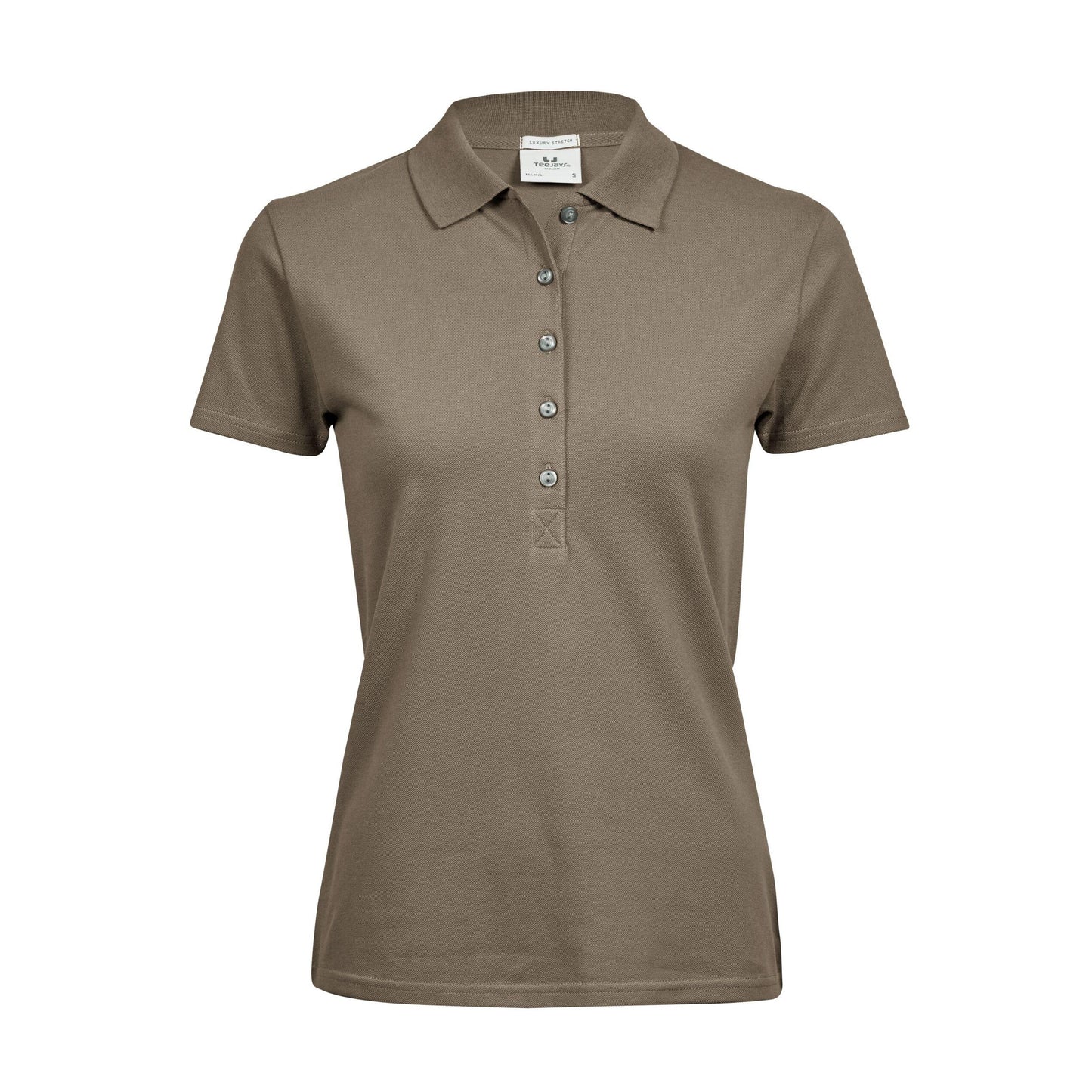 Clay - Front - Tee Jays Womens-Ladies Luxury Stretch Short Sleeve Polo Shirt