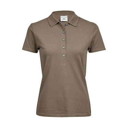 Clay - Front - Tee Jays Womens-Ladies Luxury Stretch Short Sleeve Polo Shirt