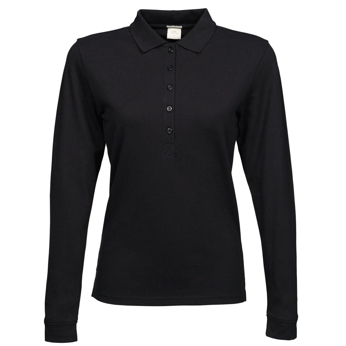 Black - Front - Tee Jays Womens-Ladies Luxury Stretch Long Sleeve Polo Shirt
