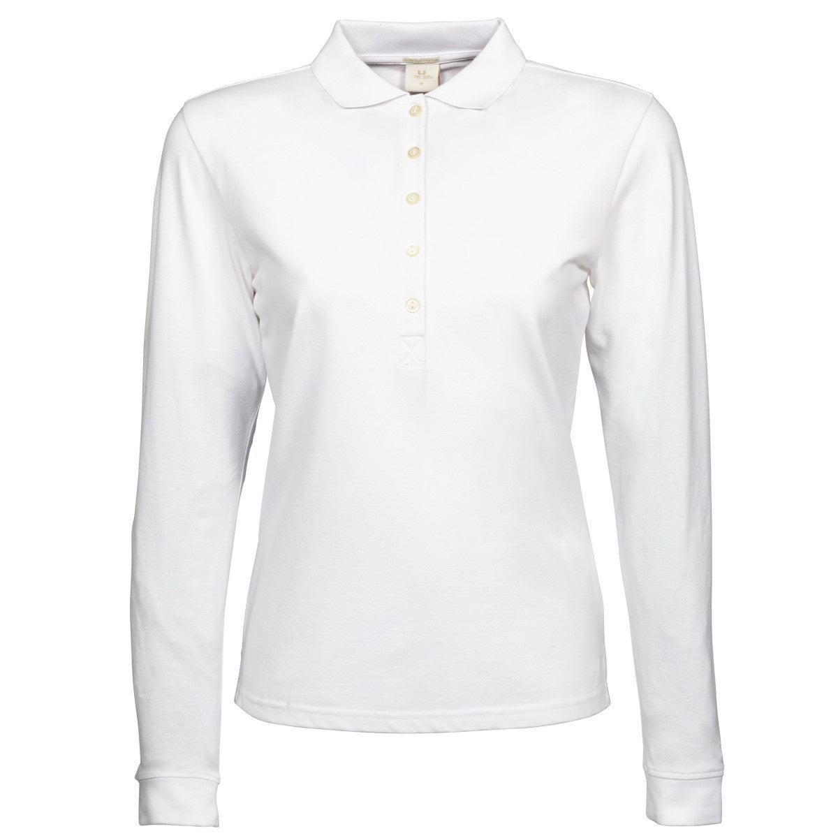 White - Front - Tee Jays Womens-Ladies Luxury Stretch Long Sleeve Polo Shirt