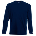 Deep Navy - Front - Fruit Of The Loom Mens Valueweight Crew Neck Long Sleeve T-Shirt