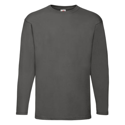 Light Graphite - Front - Fruit Of The Loom Mens Valueweight Crew Neck Long Sleeve T-Shirt