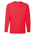 Red - Front - Fruit Of The Loom Mens Valueweight Crew Neck Long Sleeve T-Shirt