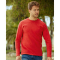 Red - Back - Fruit Of The Loom Mens Valueweight Crew Neck Long Sleeve T-Shirt