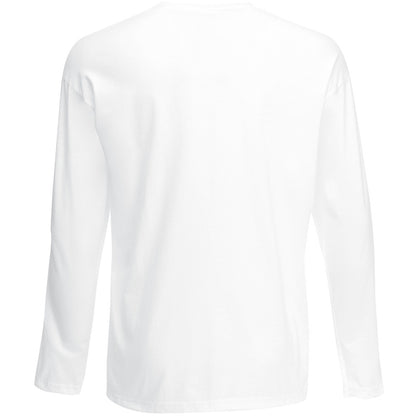 White - Side - Fruit Of The Loom Mens Valueweight Crew Neck Long Sleeve T-Shirt