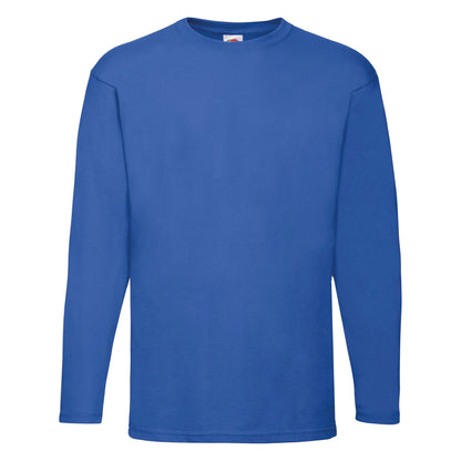 Royal - Front - Fruit Of The Loom Mens Valueweight Crew Neck Long Sleeve T-Shirt