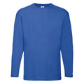 Royal - Front - Fruit Of The Loom Mens Valueweight Crew Neck Long Sleeve T-Shirt