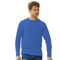 Royal - Back - Fruit Of The Loom Mens Valueweight Crew Neck Long Sleeve T-Shirt