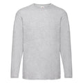 Heather Grey - Front - Fruit Of The Loom Mens Valueweight Crew Neck Long Sleeve T-Shirt