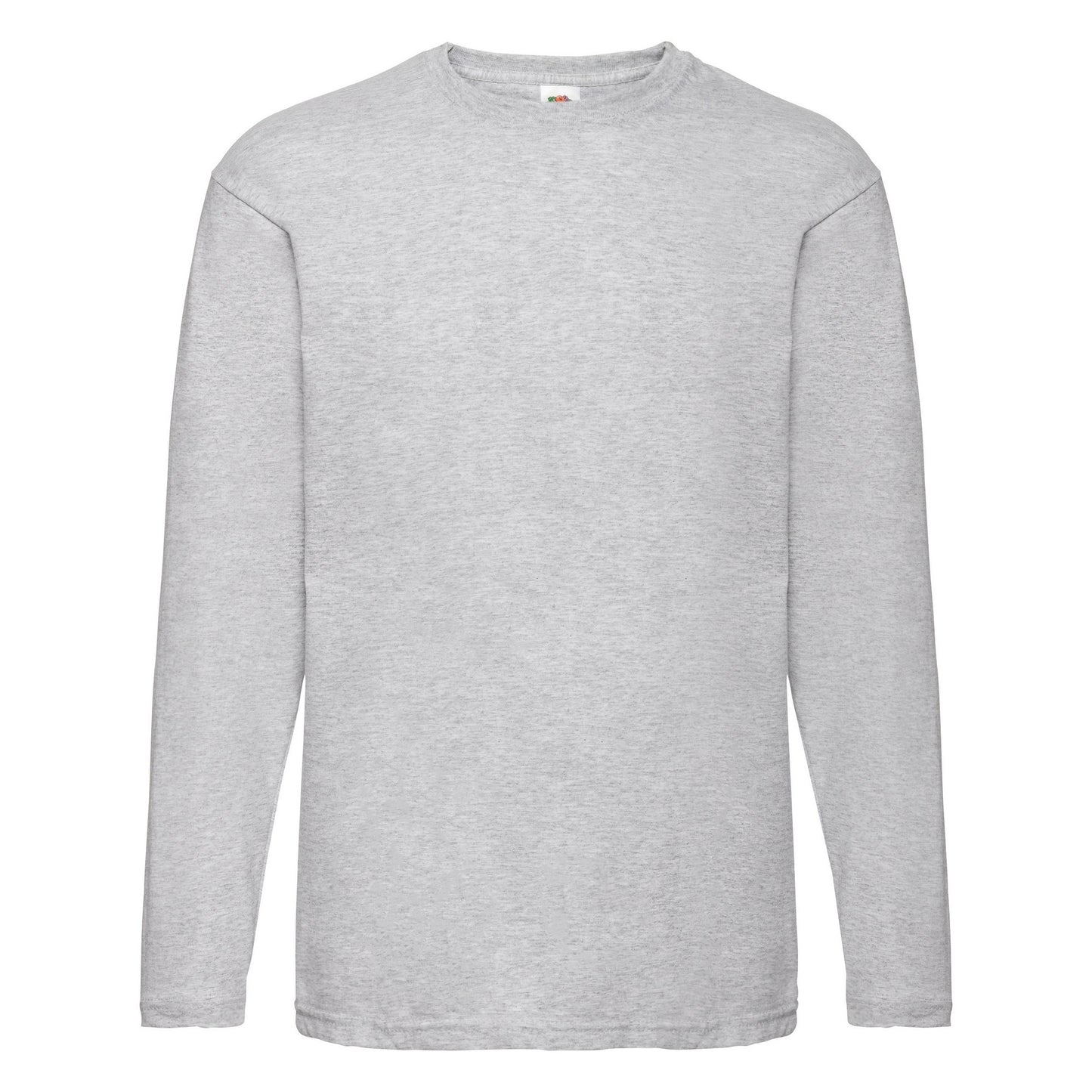 Heather Grey - Front - Fruit Of The Loom Mens Valueweight Crew Neck Long Sleeve T-Shirt