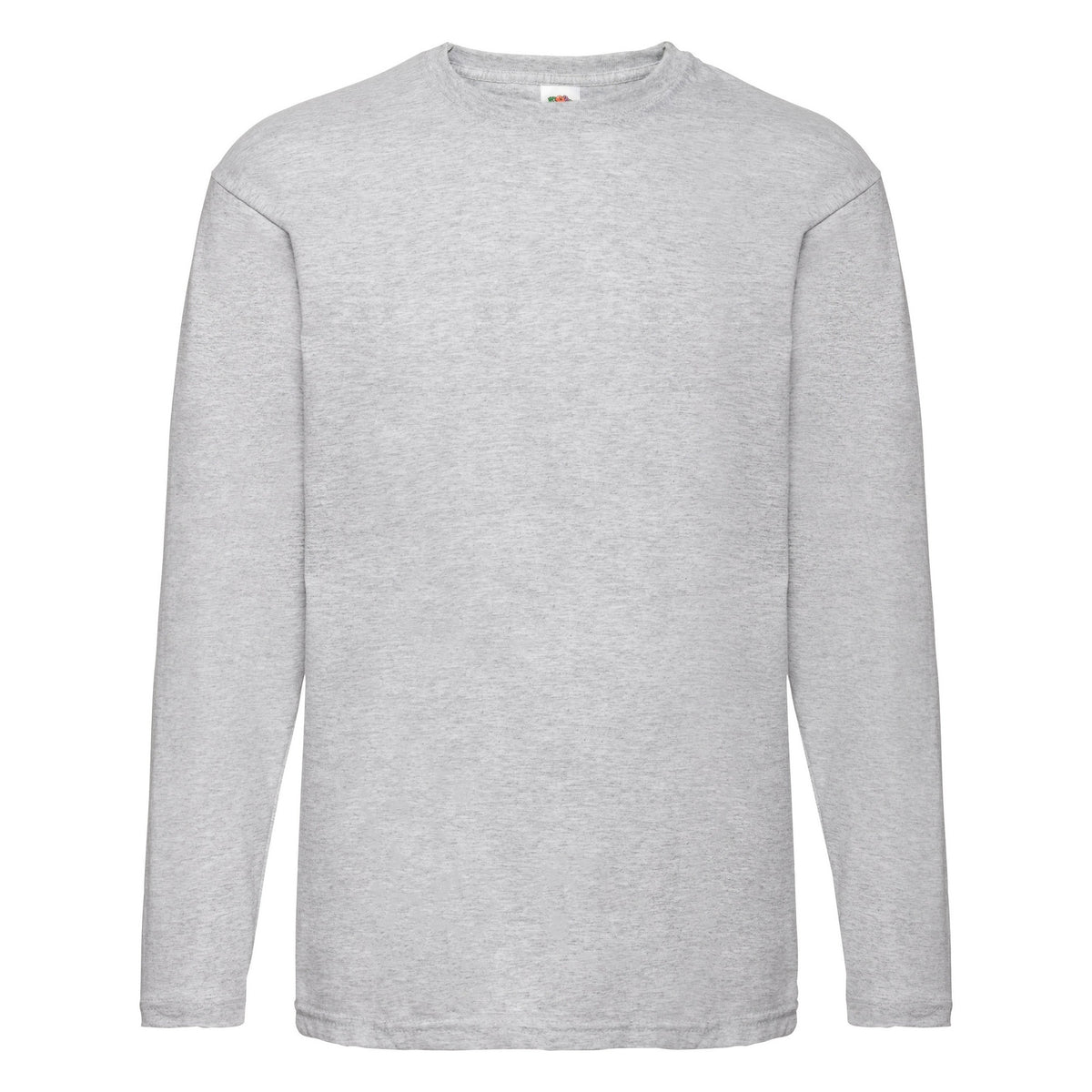 Heather Grey - Front - Fruit Of The Loom Mens Valueweight Crew Neck Long Sleeve T-Shirt