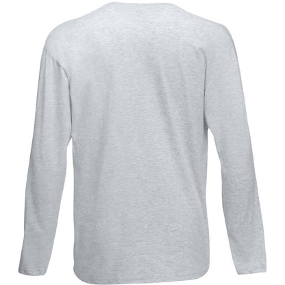 Heather Grey - Back - Fruit Of The Loom Mens Valueweight Crew Neck Long Sleeve T-Shirt