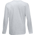Heather Grey - Back - Fruit Of The Loom Mens Valueweight Crew Neck Long Sleeve T-Shirt