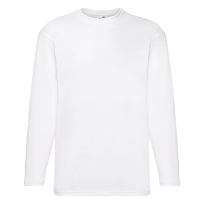 White - Front - Fruit Of The Loom Mens Valueweight Crew Neck Long Sleeve T-Shirt