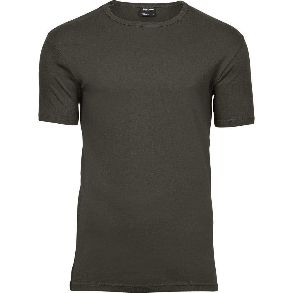 Dark Olive - Front - Tee Jays Mens Interlock Short-Sleeved T-Shirt