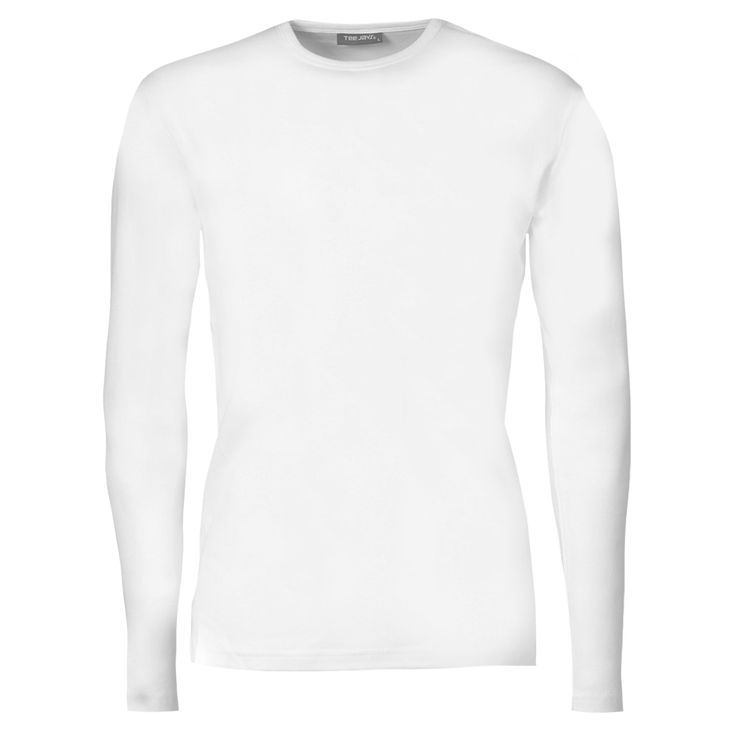 White - Front - Tee Jays Mens Interlock Long Sleeve T-Shirt