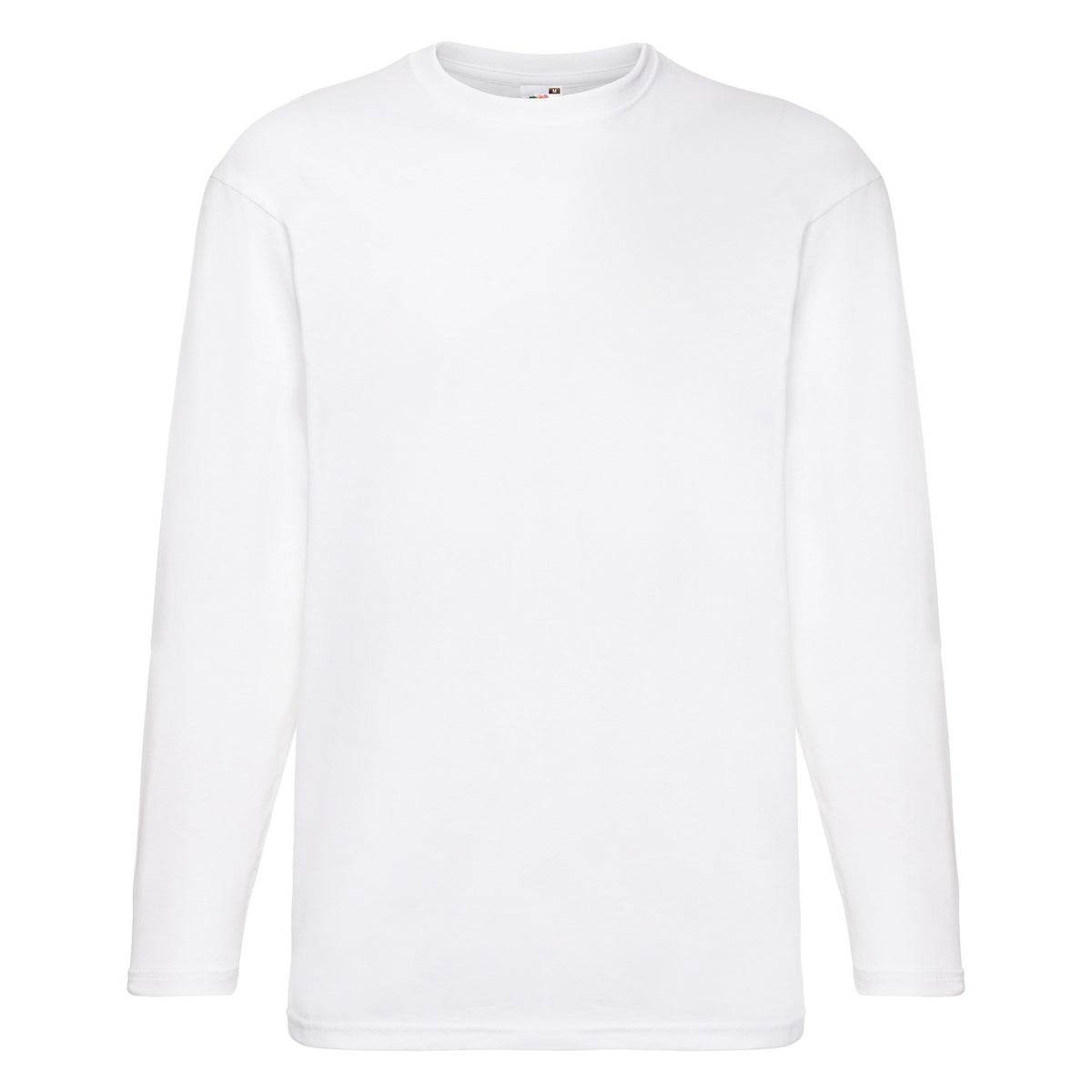 White - Front - Fruit Of The Loom Mens Valueweight Crew Neck Long Sleeve T-Shirt