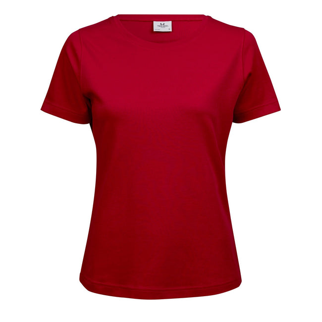 Red - Front - Tee Jays Womens-Ladies Interlock Short Sleeve T-Shirt