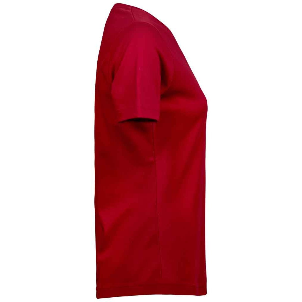 Red - Back - Tee Jays Womens-Ladies Interlock Short Sleeve T-Shirt