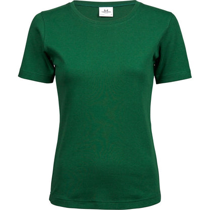 Forest Green - Front - Tee Jays Womens-Ladies Interlock Short Sleeve T-Shirt
