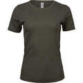 Dark Olive - Front - Tee Jays Womens-Ladies Interlock Short Sleeve T-Shirt