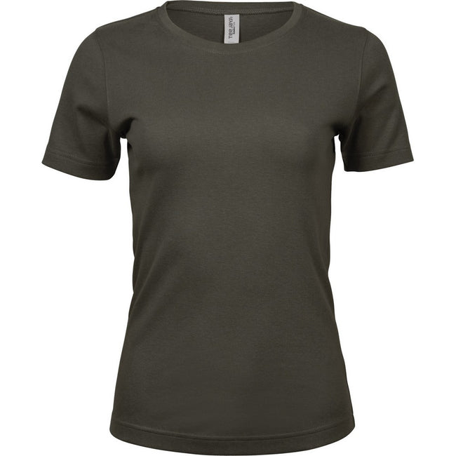 Dark Olive - Front - Tee Jays Womens-Ladies Interlock Short Sleeve T-Shirt