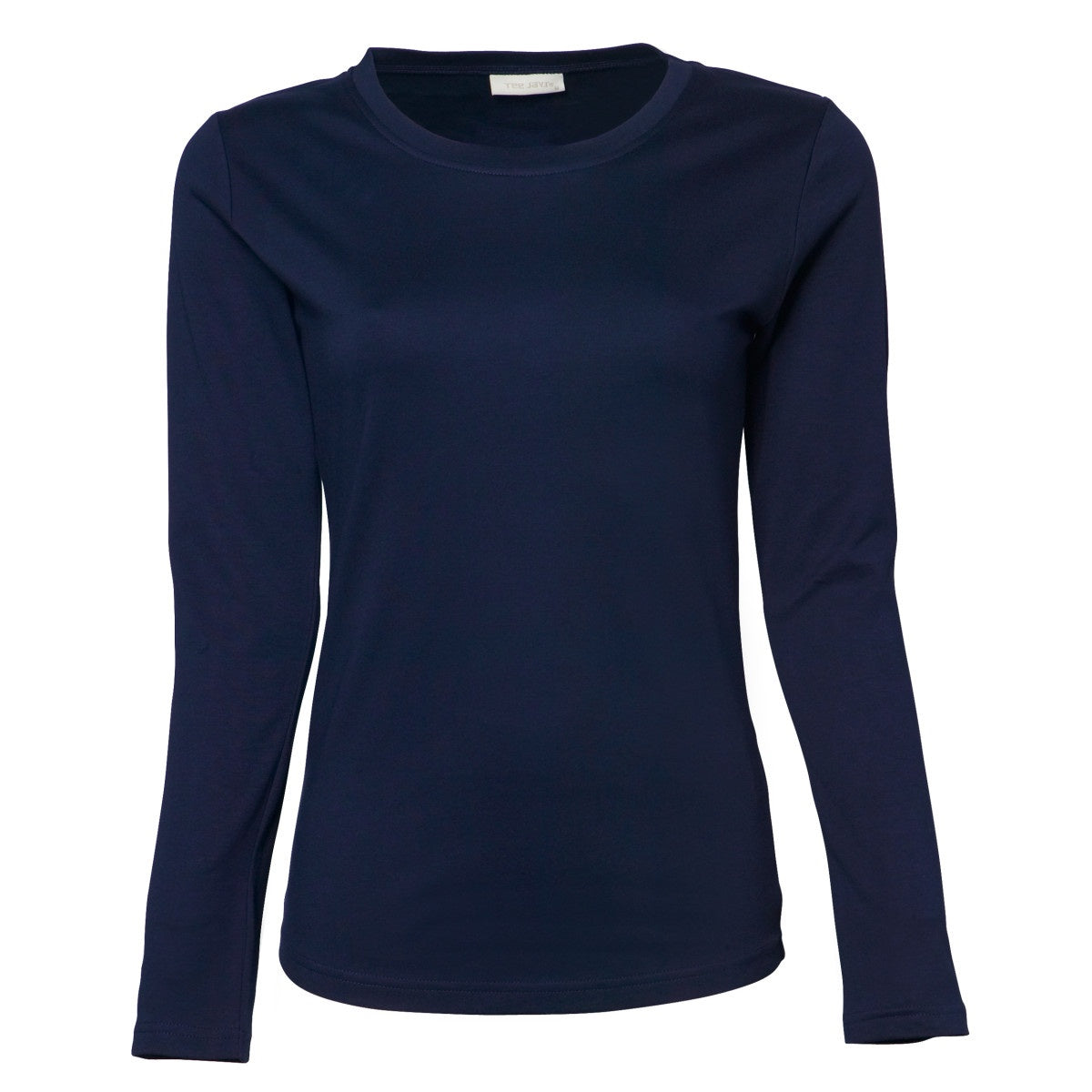 Navy Blue - Front - Tee Jays Womens-Ladies Interlock Long Sleeve T-Shirt