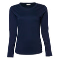 Navy Blue - Front - Tee Jays Womens-Ladies Interlock Long Sleeve T-Shirt