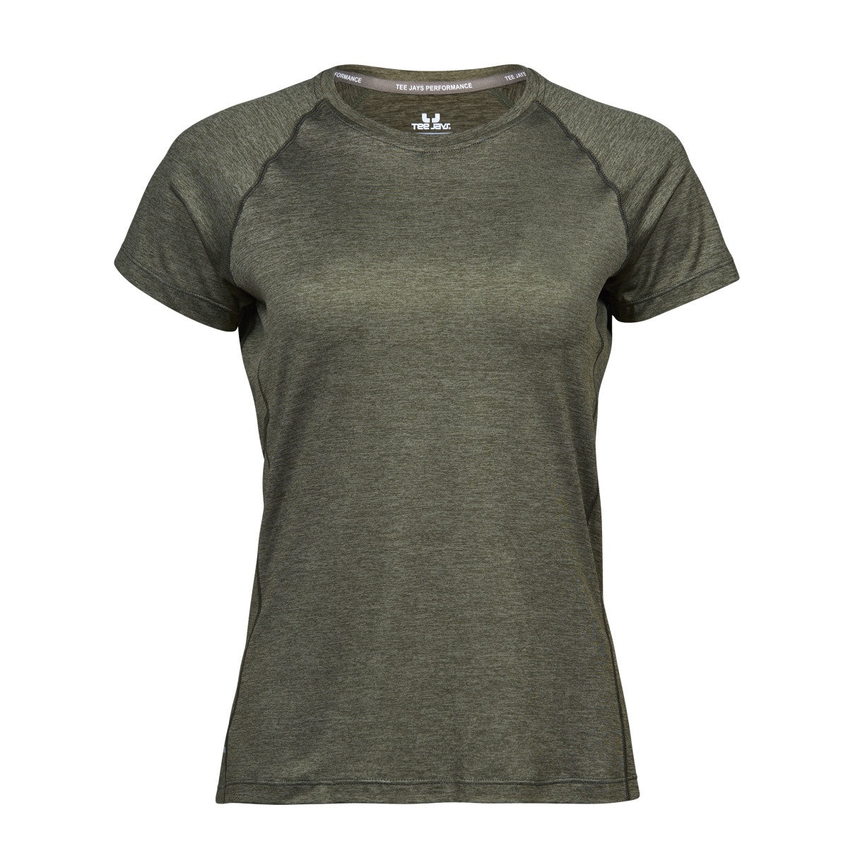 Olive Melange - Front - Tee Jays Womens-Ladies Cool Dry Short Sleeve T-Shirt