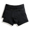 Black - Back - Fruit Of The Loom Mens Classic Shorty Cotton Rich Boxer Shorts (Pack Of 2)