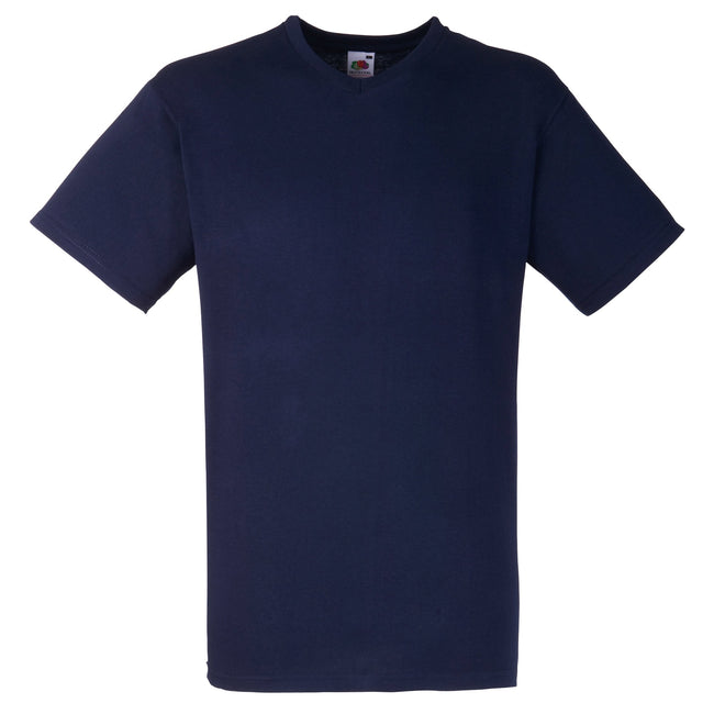 Deep Navy - Front - Fruit Of The Loom Mens Valueweight V-Neck, Short Sleeve T-Shirt
