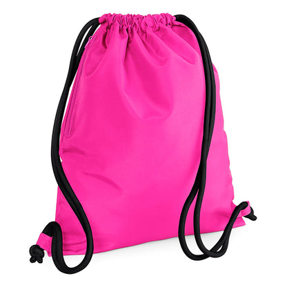 Fuchsia-Black - Front - Bagbase Icon Drawstring Bag-Gymsac
