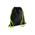 Black-Lime Green - Front - Bagbase Icon Drawstring Bag-Gymsac