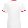 White-Red - Back - Fruit Of The Loom Mens Ringer Short Sleeve T-Shirt