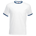 White-Navy - Front - Fruit Of The Loom Mens Ringer Short Sleeve T-Shirt