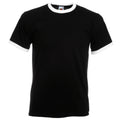 Black-White - Front - Fruit Of The Loom Mens Ringer Short Sleeve T-Shirt