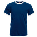 Navy-White - Front - Fruit Of The Loom Mens Ringer Short Sleeve T-Shirt