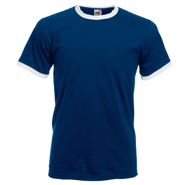Navy-White - Front - Fruit Of The Loom Mens Valueweight Short Sleeve T-Shirt