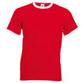 Red-White - Front - Fruit Of The Loom Mens Ringer Short Sleeve T-Shirt