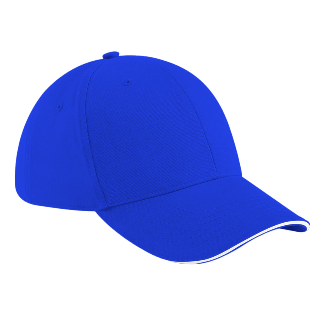 Bright Royal-White - Front - Beechfield Adults Unisex Athleisure Cotton Baseball Cap
