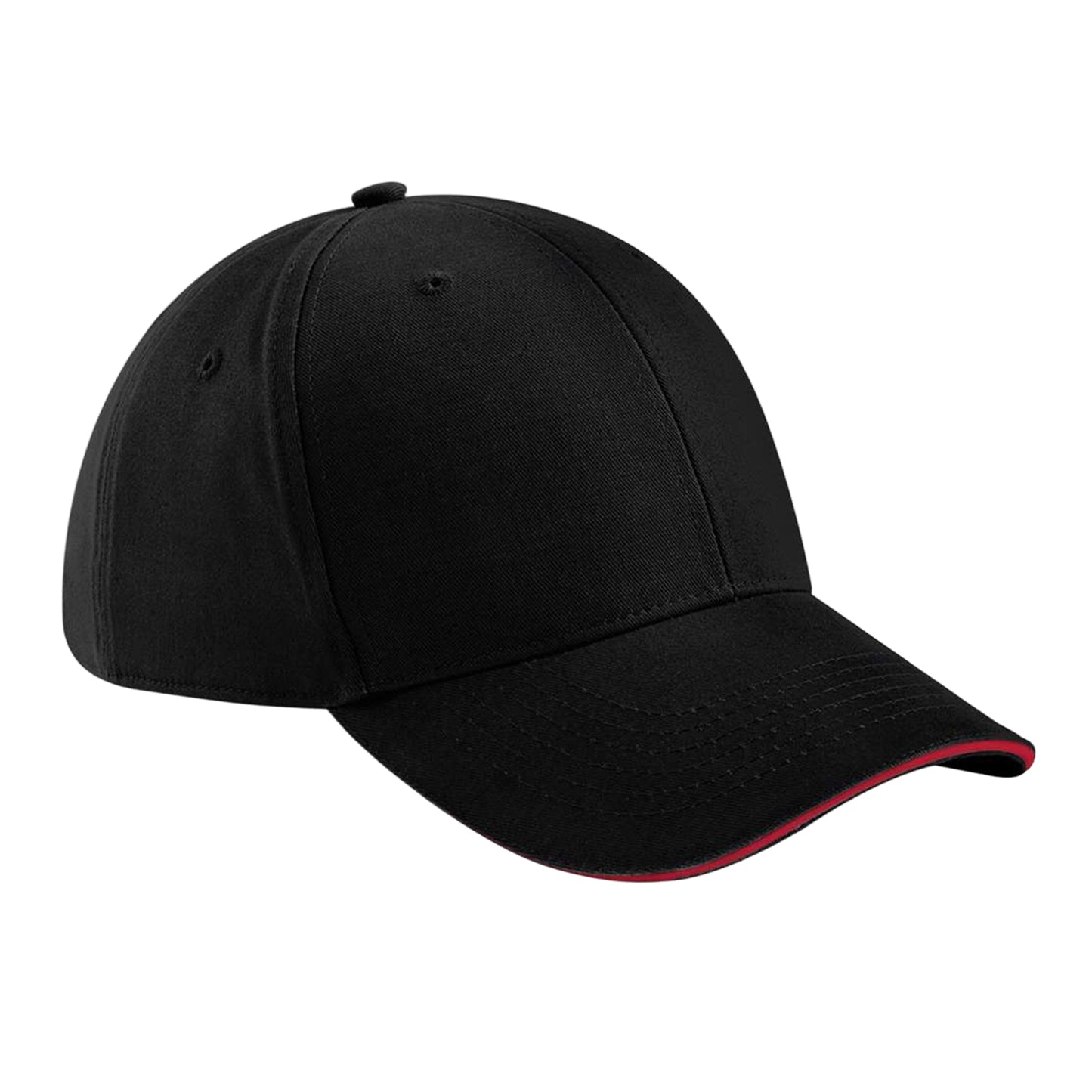 Black-Classic Red - Front - Beechfield Adults Unisex Athleisure Cotton Baseball Cap