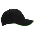 Black-Lime Green - Back - Beechfield Adults Unisex Athleisure Cotton Baseball Cap