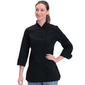 Black - Back - Dennys Womens-Ladies Long Sleeve Fitted Chef Jacket