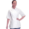 White - Back - Dennys Womens-Ladies Short Sleeve Fitted Chef Jacket