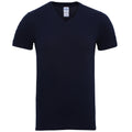 Navy - Front - Gildan Mens Premium Cotton V Neck Short Sleeve T-Shirt